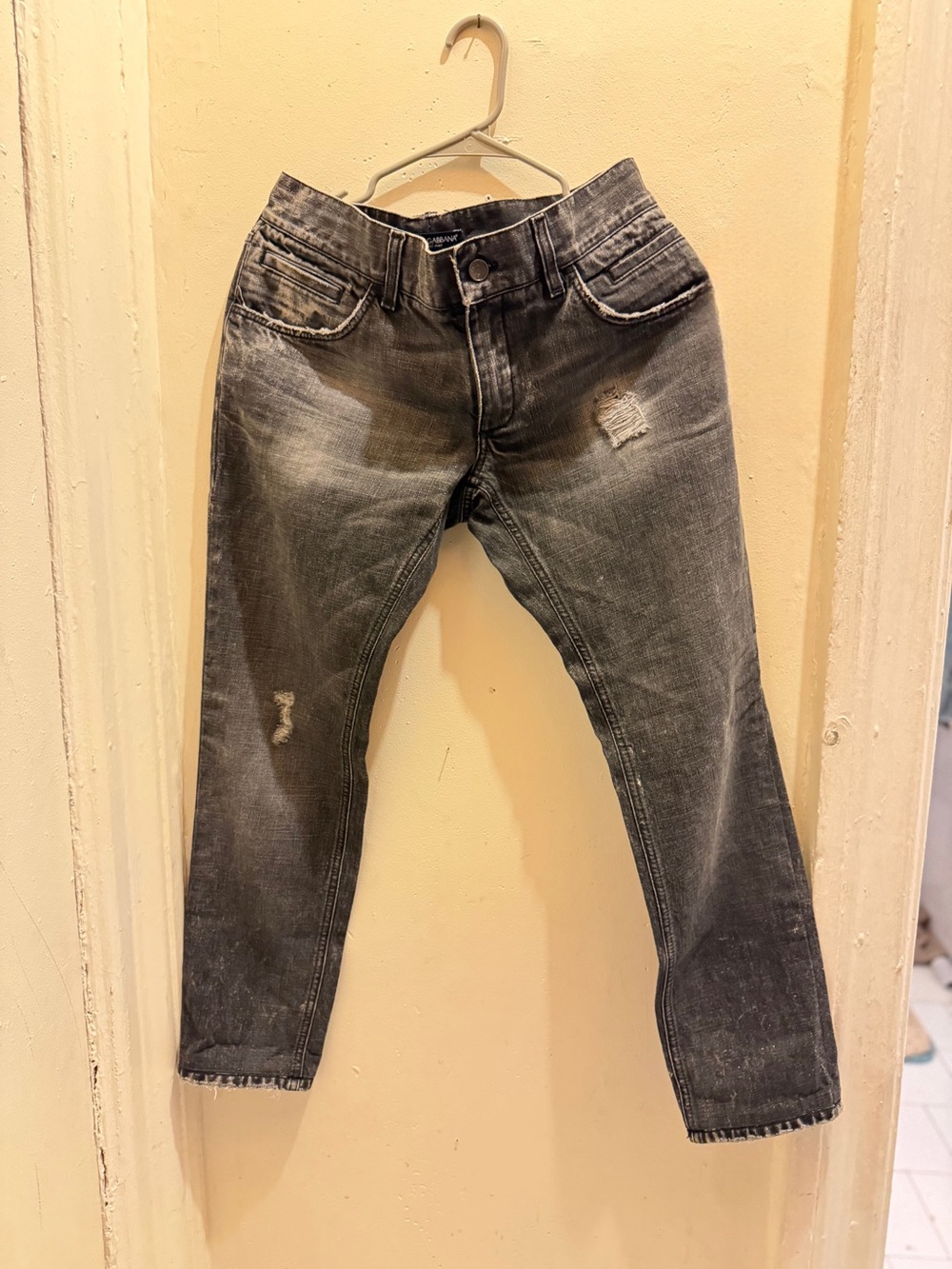 Dolce & Gabbana Washed Black Slim Straight Jeans